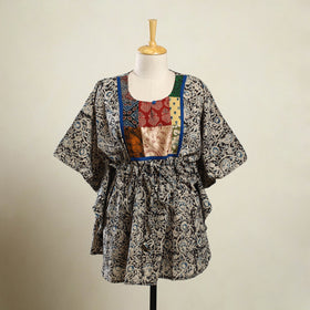 Buy Multicolor Kalamkari Block Print Patchwork Cotton Kaftan