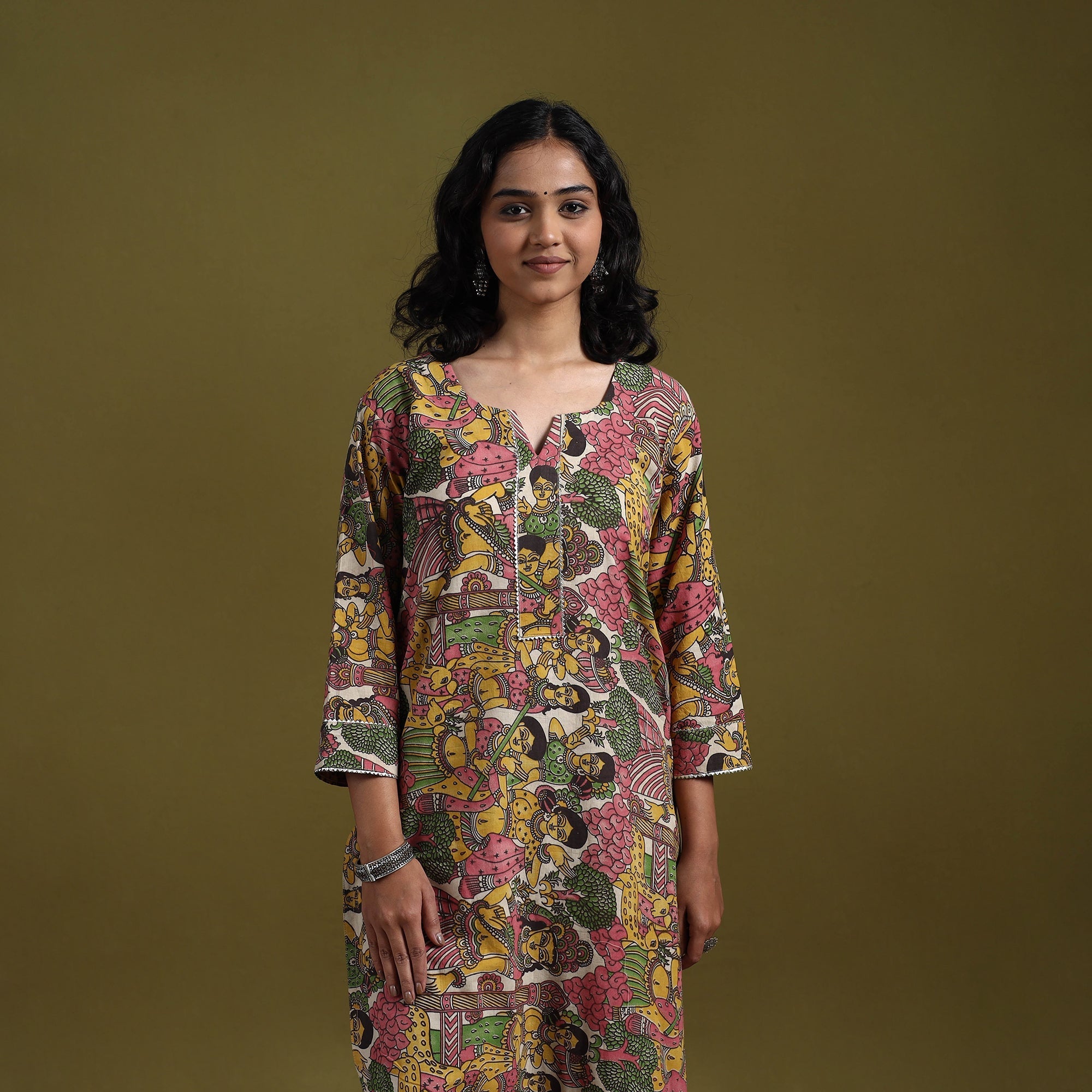 Kalamkari printed cotton 2pc kurta set for women 12