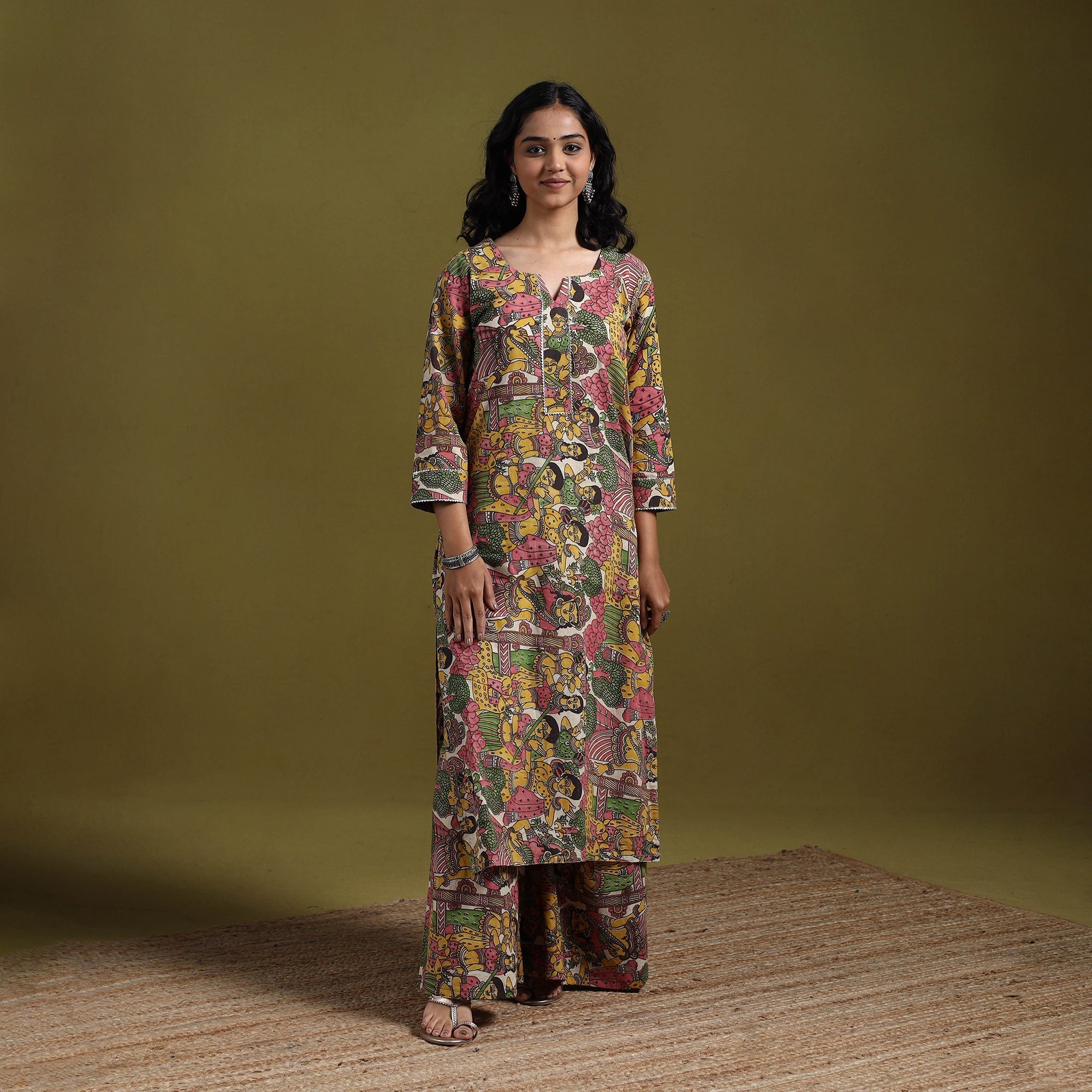 Kalamkari printed cotton 2pc kurta set for women 12