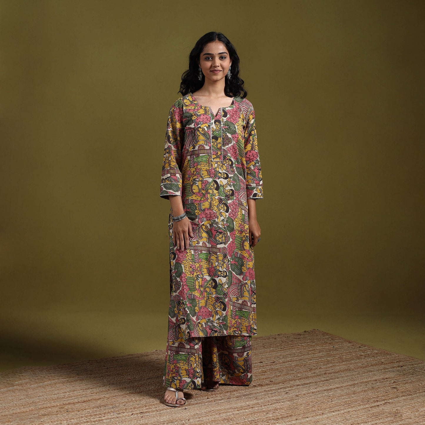 Kalamkari printed cotton 2pc kurta set for women 12