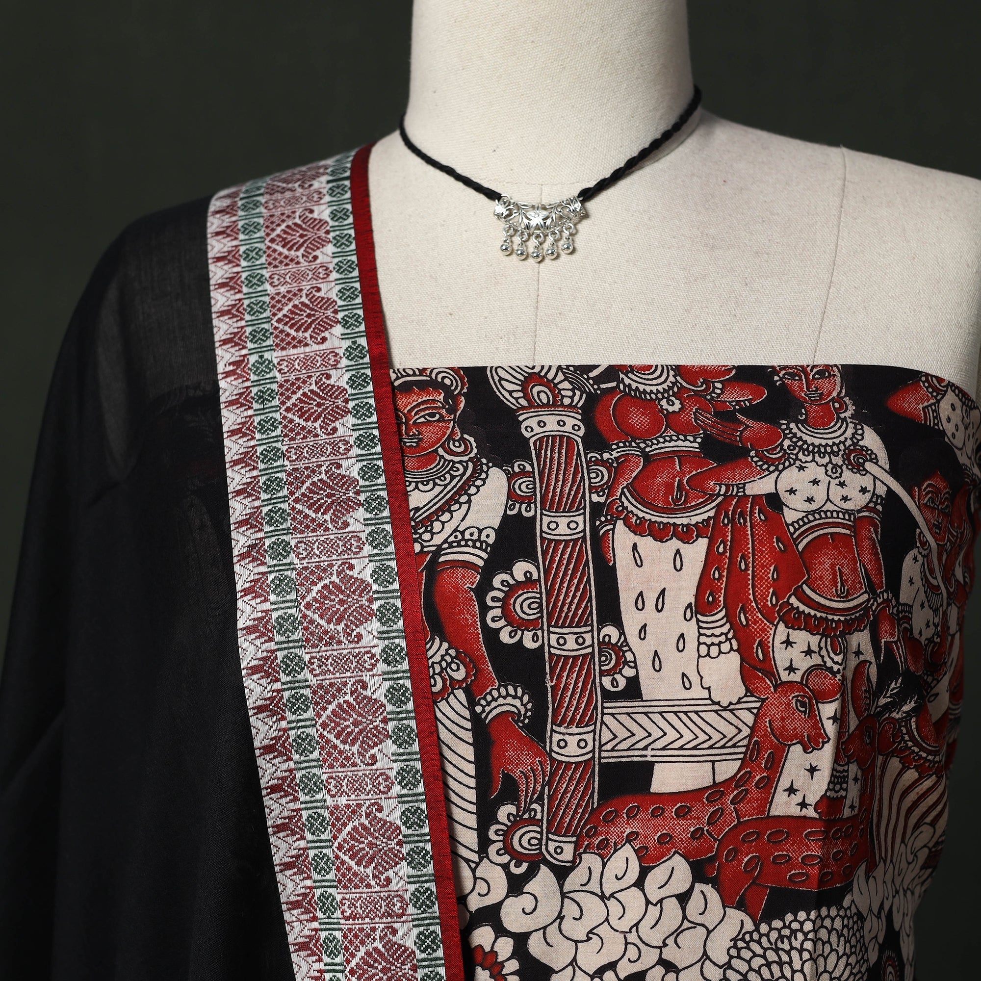 Kalamkari printed cotton 2pc unstitched dress material