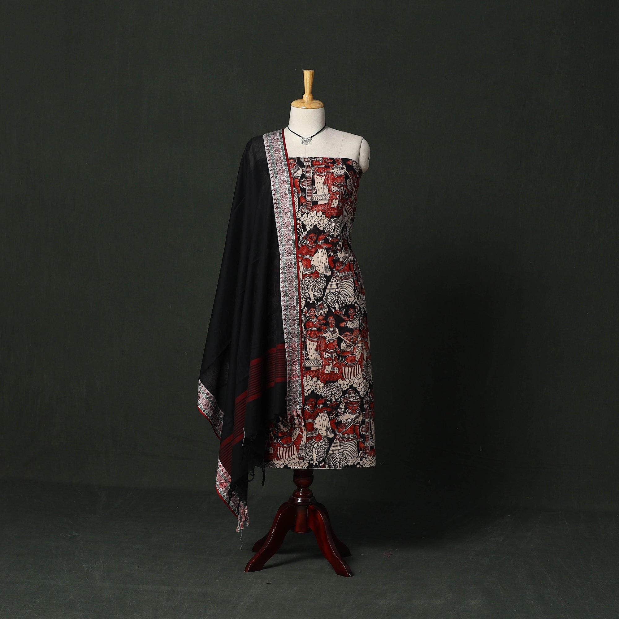 Kalamkari printed cotton 2pc unstitched dress material