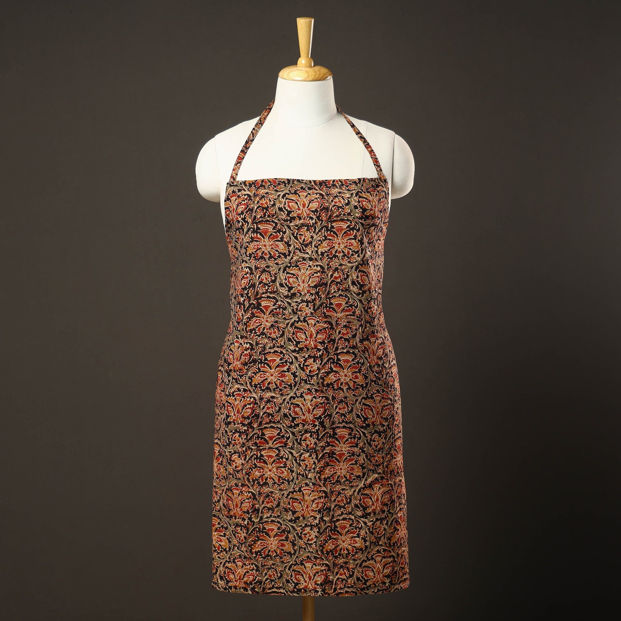 Multicolor Kalamkari Print Cotton Apron with Pocket