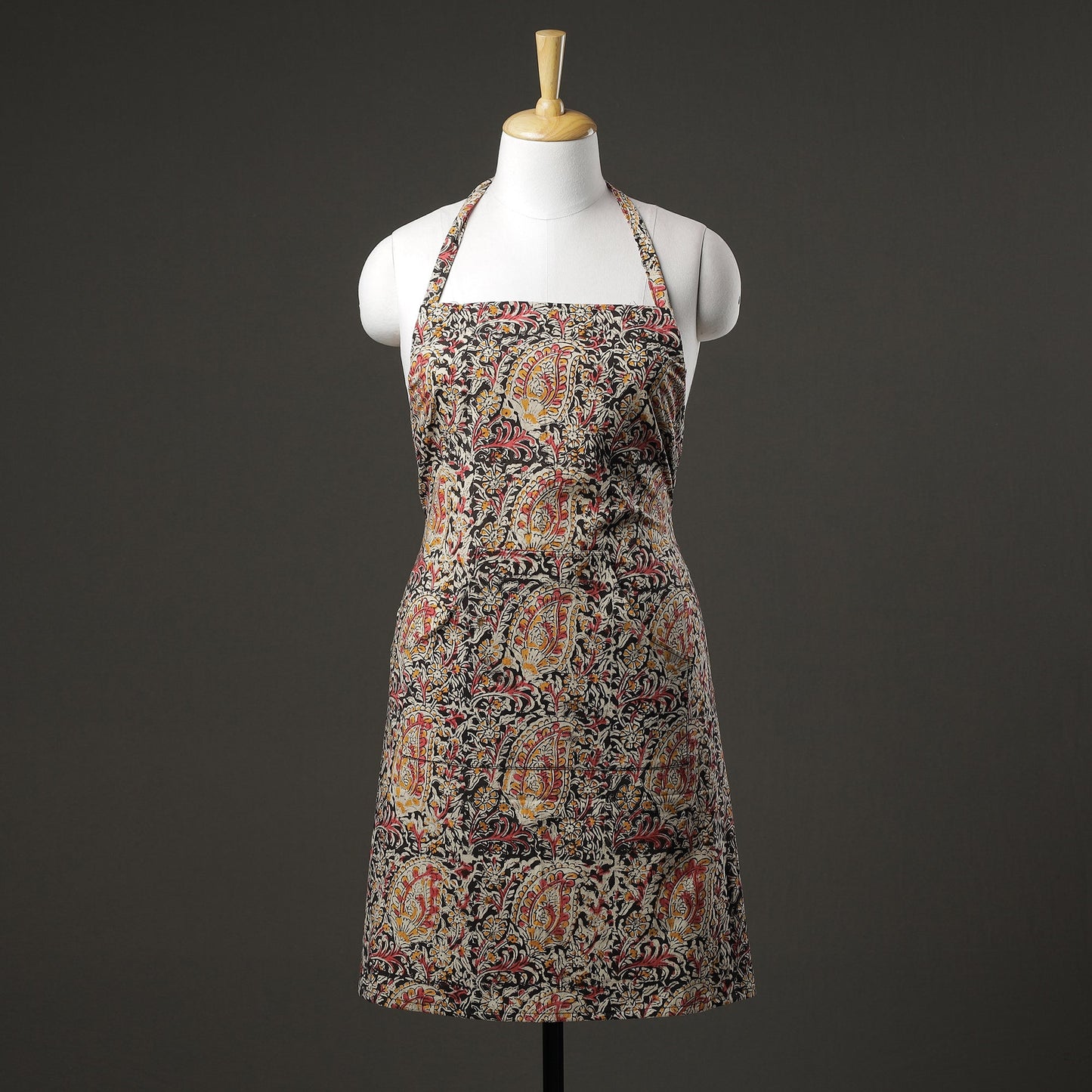Multicolor Kalamkari Block Printed Cotton Apron with Pocket 