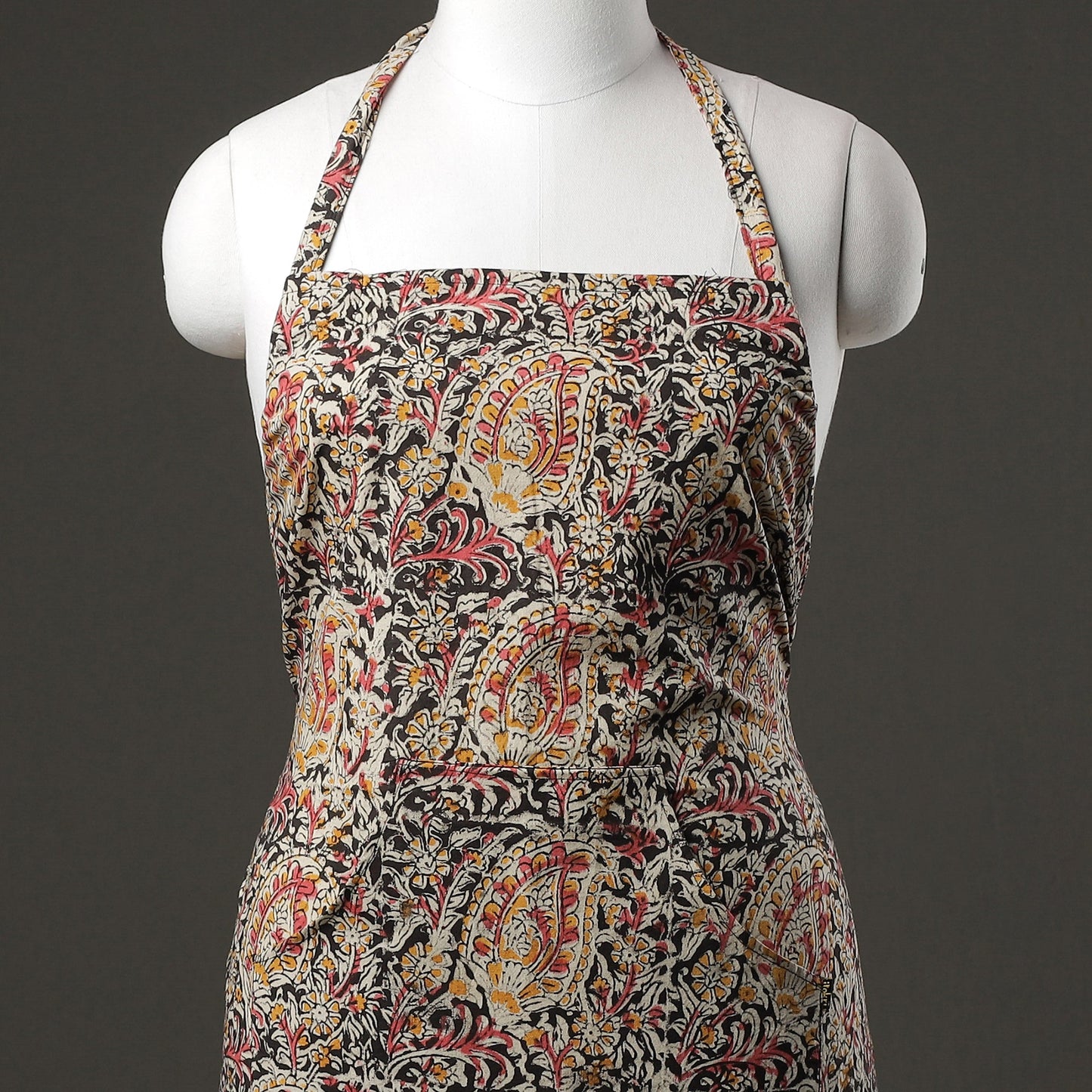 Multicolor Kalamkari Block Printed Cotton Apron with Pocket 