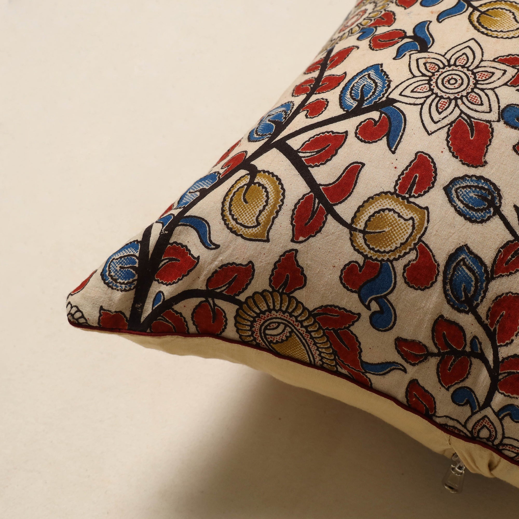 Multicolor - kalamkari printed cotton cushion cover 31