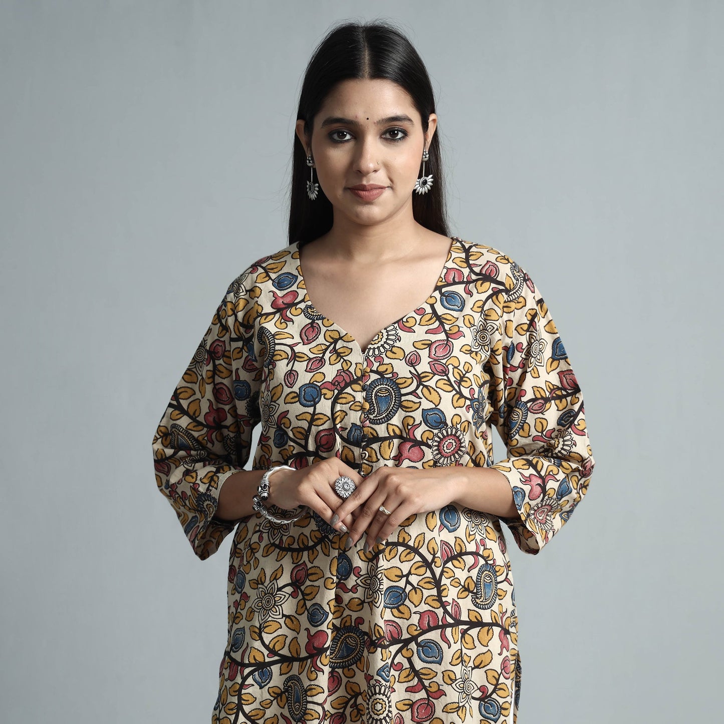  Kalamkari Printed Cotton Kurta For Women