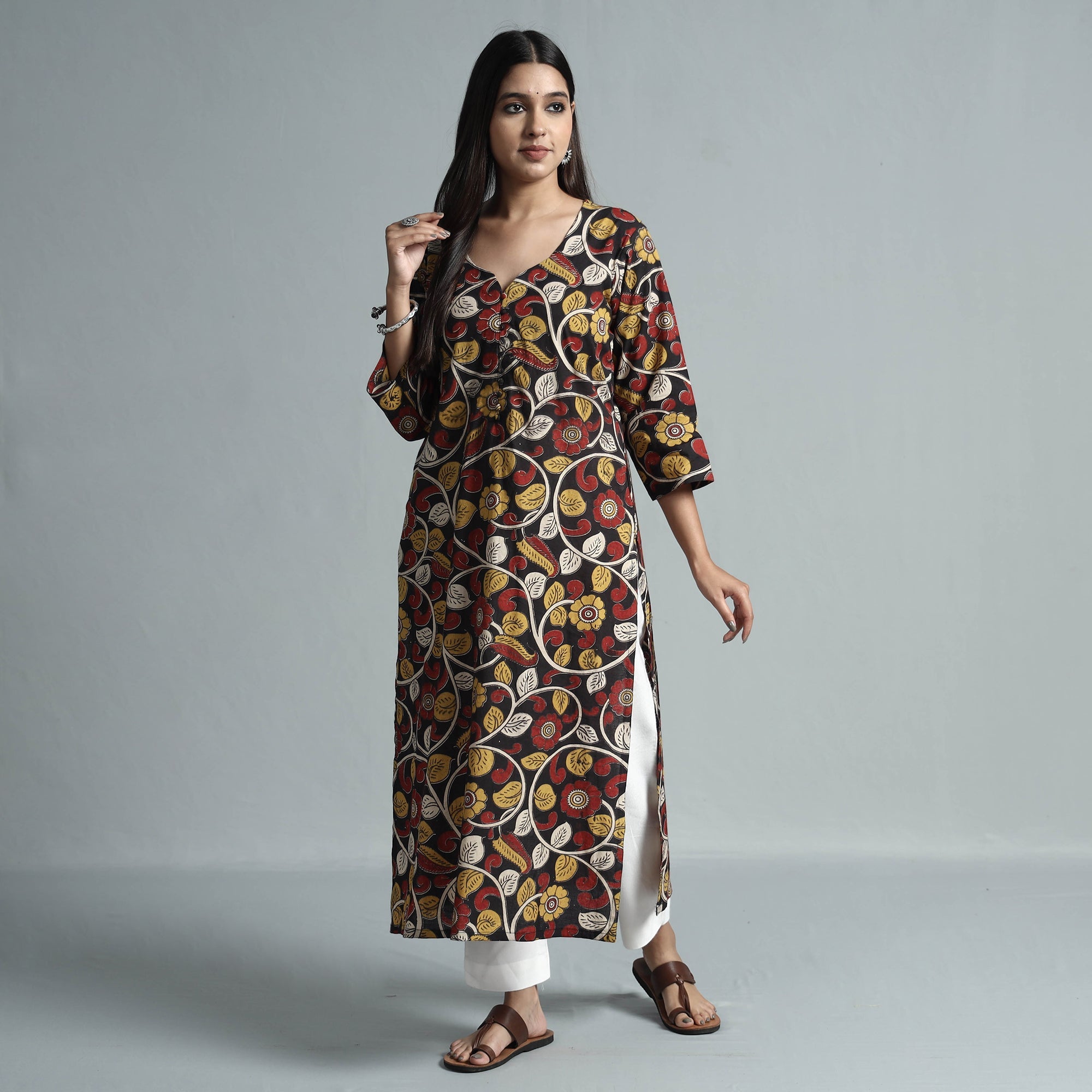  Kalamkari Printed Cotton Kurta For Women