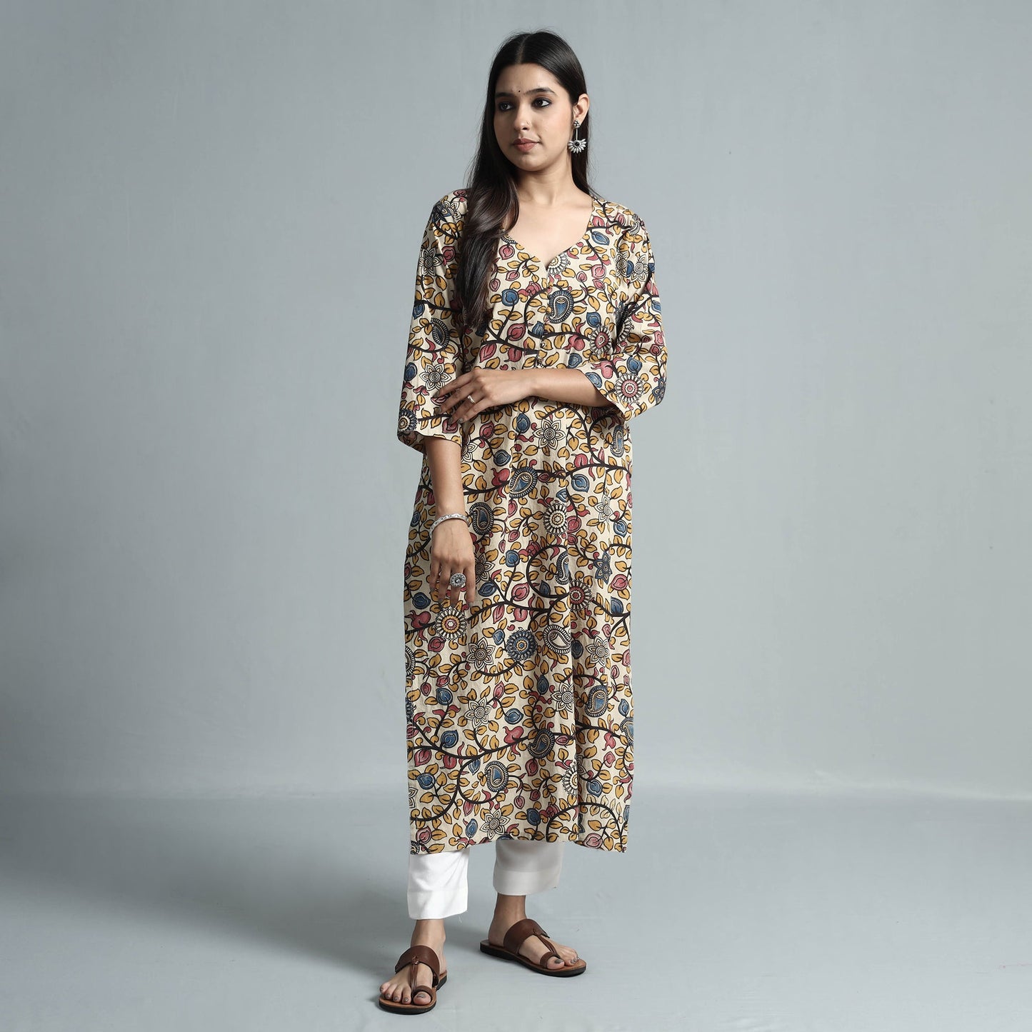  Kalamkari Printed Cotton Kurta For Women