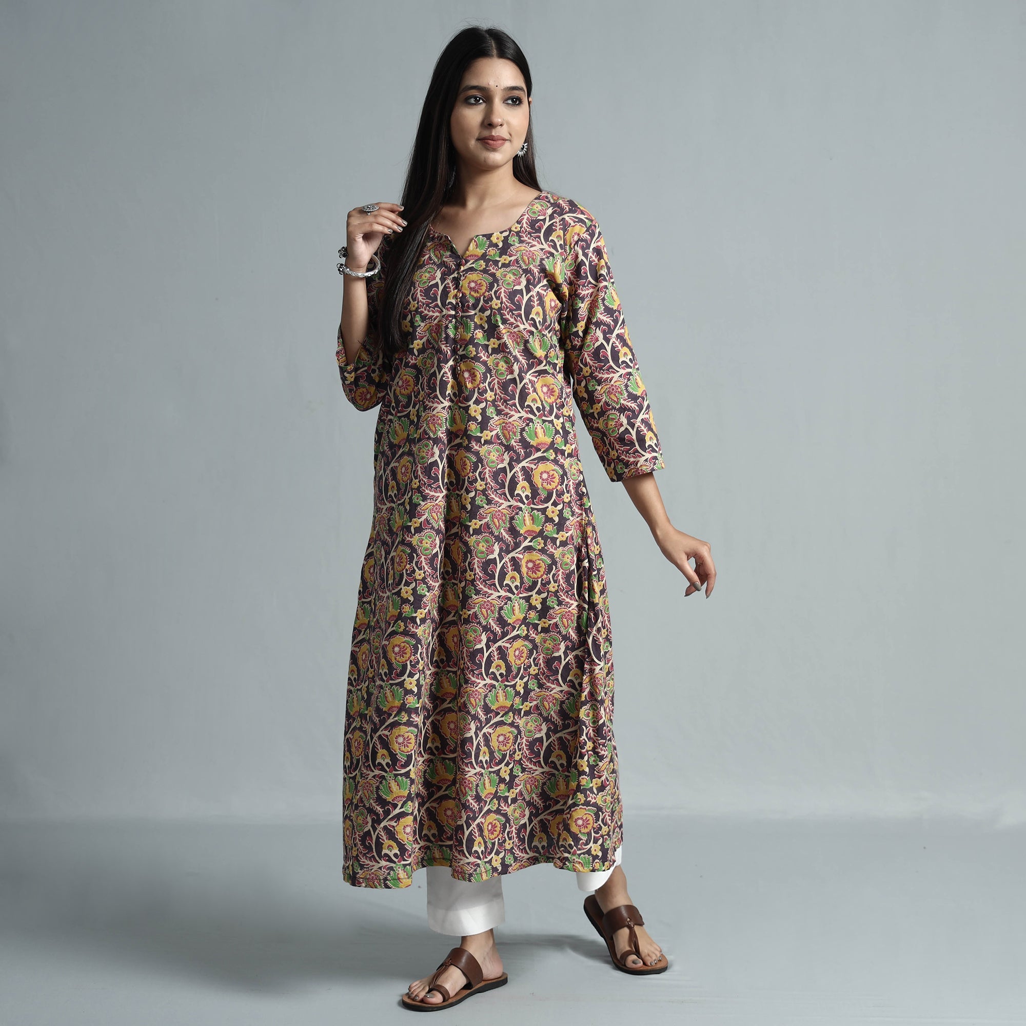  Kalamkari Printed Cotton Kurta For Women