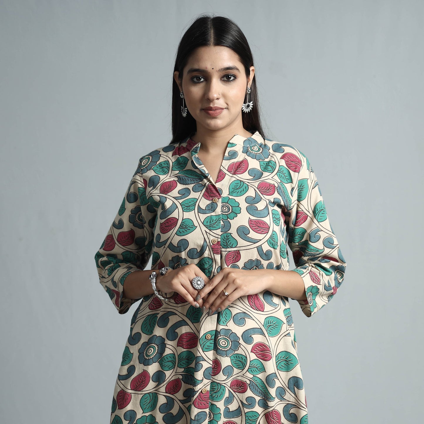 Kalamkari Printed Cotton Kurta For Women