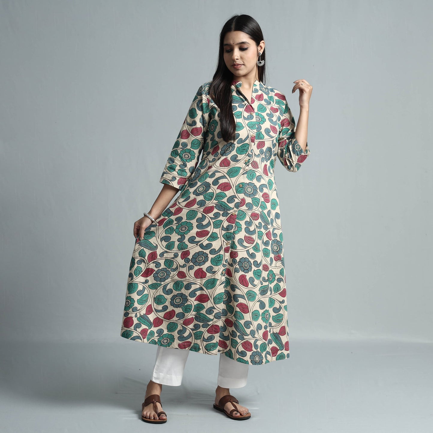  Kalamkari Printed Cotton Kurta For Women