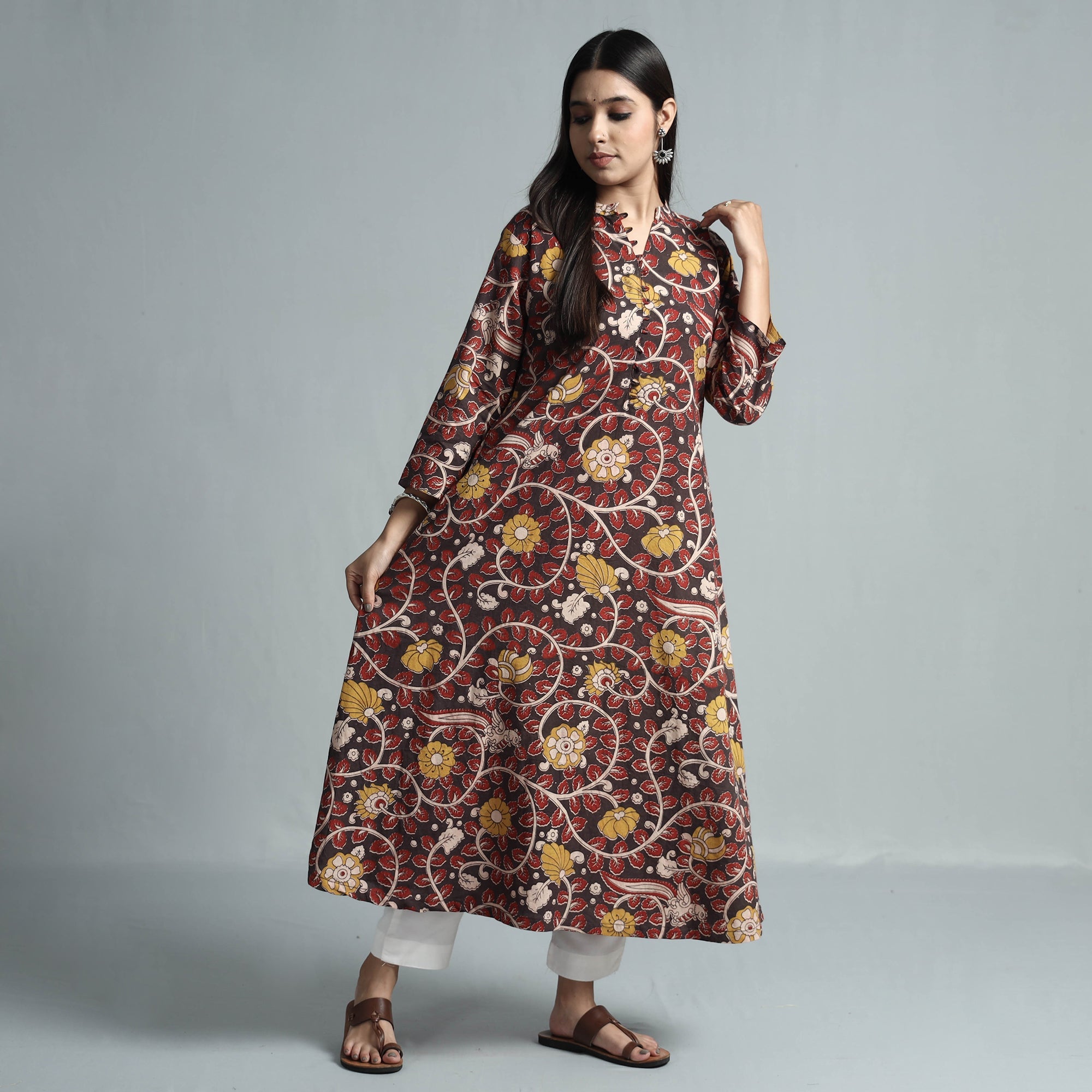  Kalamkari Printed Cotton Kurta For Women