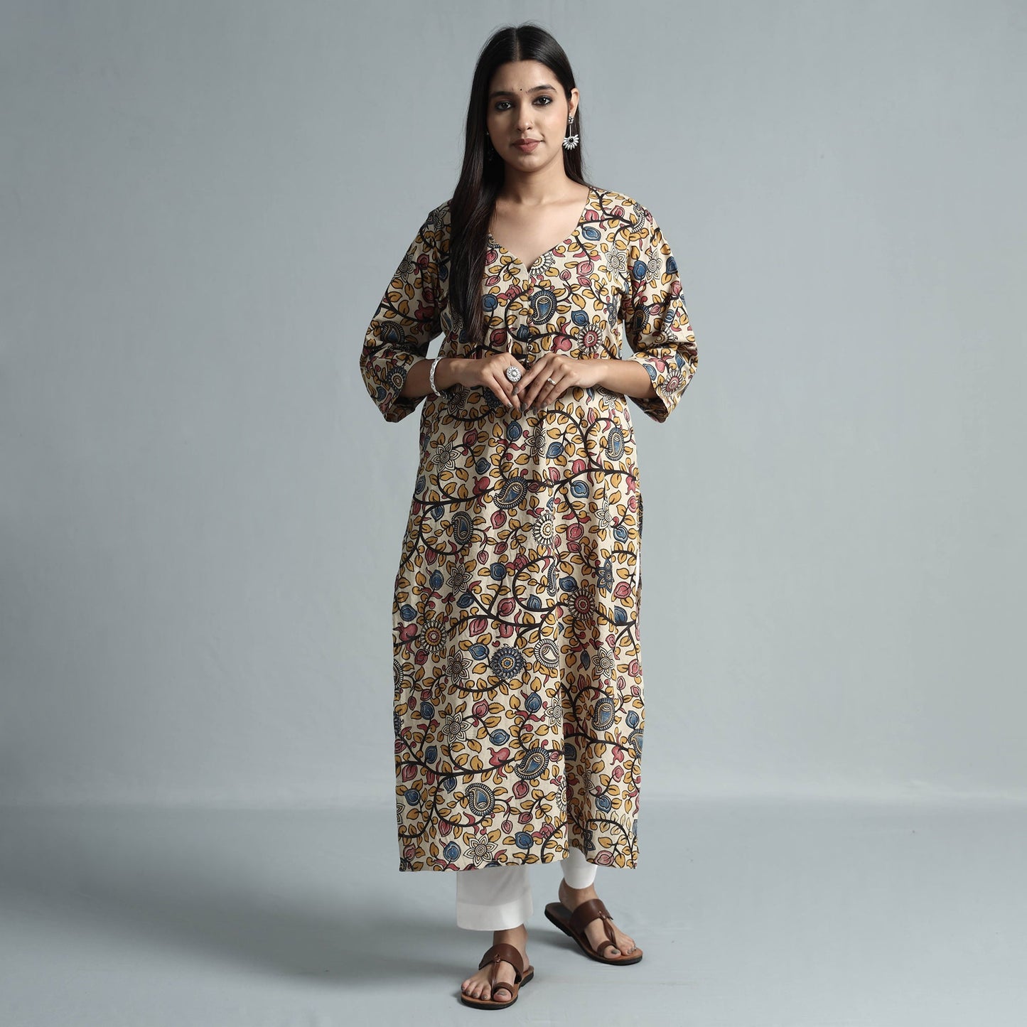  Kalamkari Printed Cotton Kurta For Women