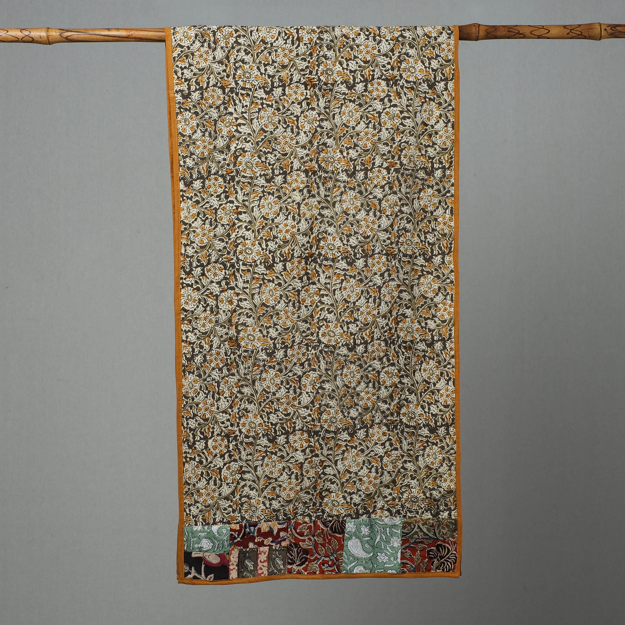 Multicolor Kalamkari Block Printed Cotton Patchwork Stole