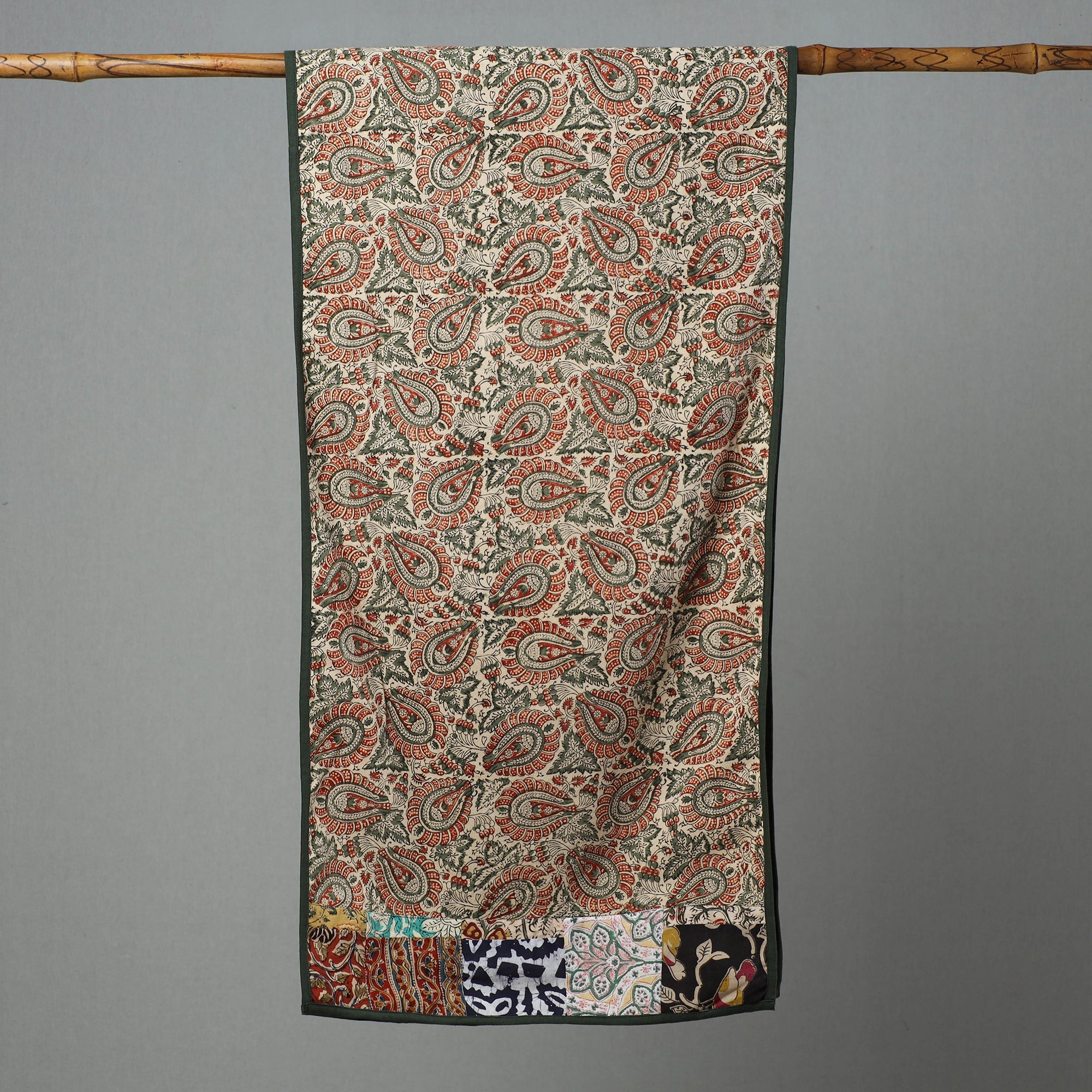 Multicolor - kalamkari printed cotton patchwork stole 22