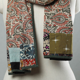 Multicolor Kalamkari Block Printed Cotton Patchwork Stole