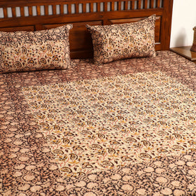 Multicolor - Kalamkari Block Printed Patchwork Cotton Double Bed Cover With Pillow Covers (108 x 90 in)