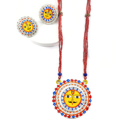  Madhubani Handpainted Wooden Necklace Set Online India 