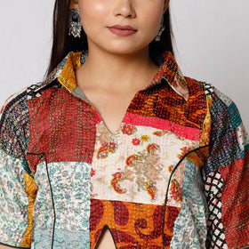 Buy Kantha Embroidery Patchwork Silk Cotton Stitched Blouse 