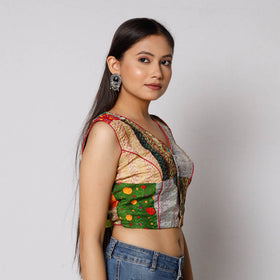 Buy Kantha Embroidery Patchwork Silk Cotton Stitched Blouse 