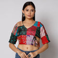 Buy Kantha Embroidery Patchwork Silk Cotton Stitched Blouse 