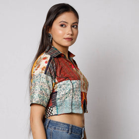 Buy Kantha Embroidery Patchwork Silk Cotton Stitched Blouse 