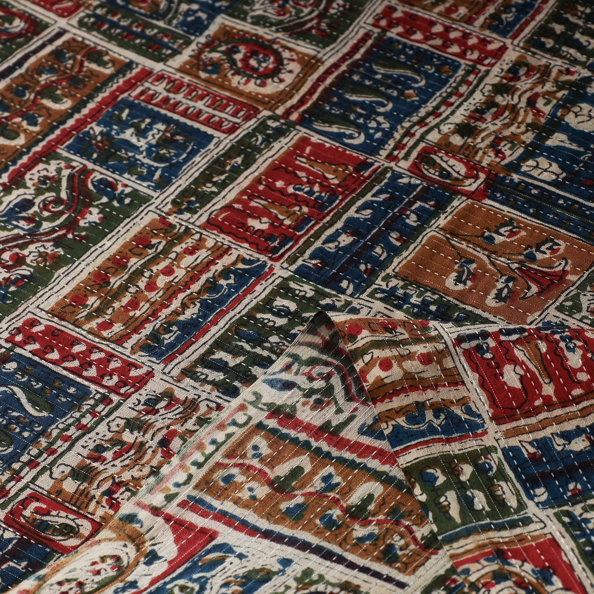 Buy Kantha Stitch Cotton Jaipur Print Fabric Online