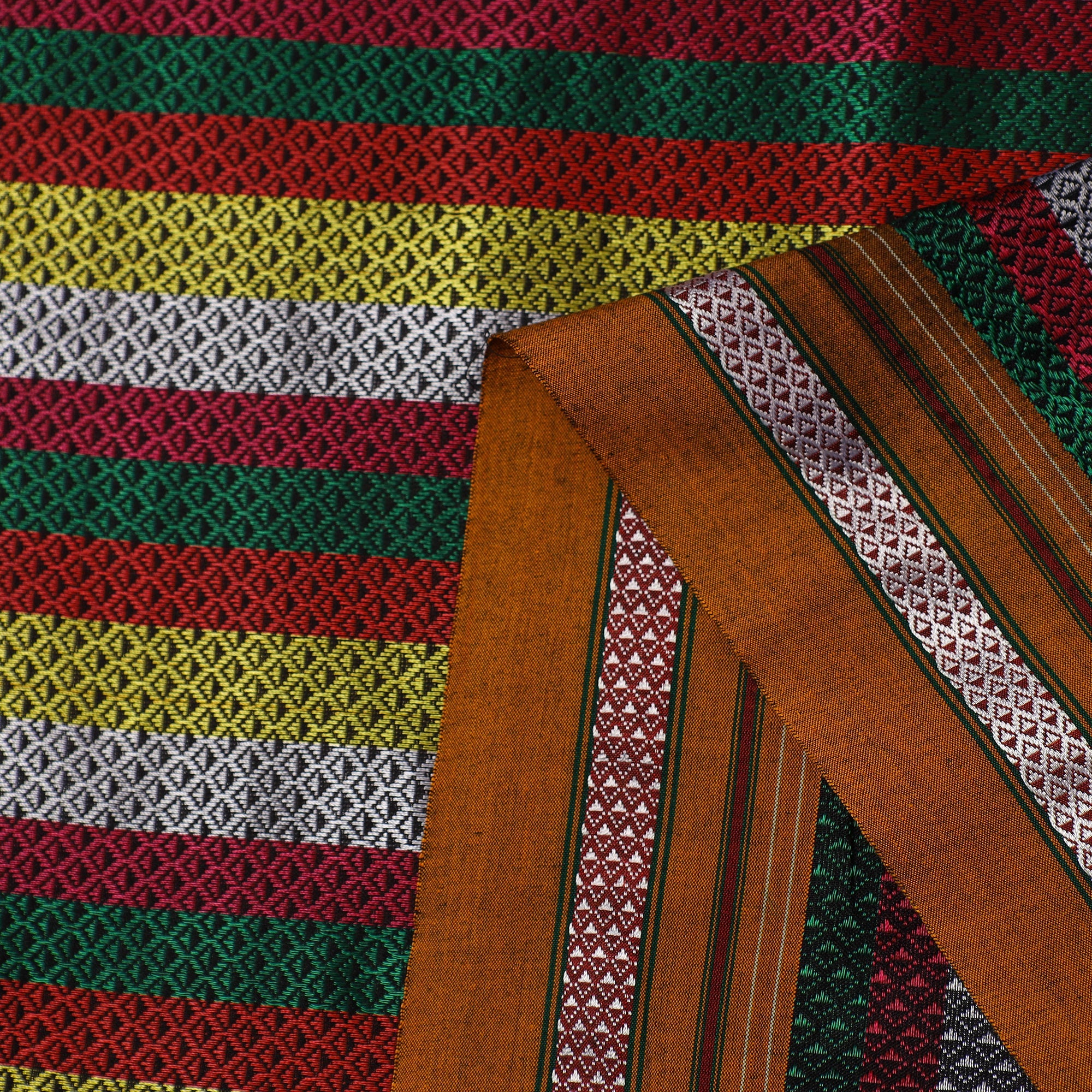  Multicolor Karnataka Weave Cotton Khun Fabric
