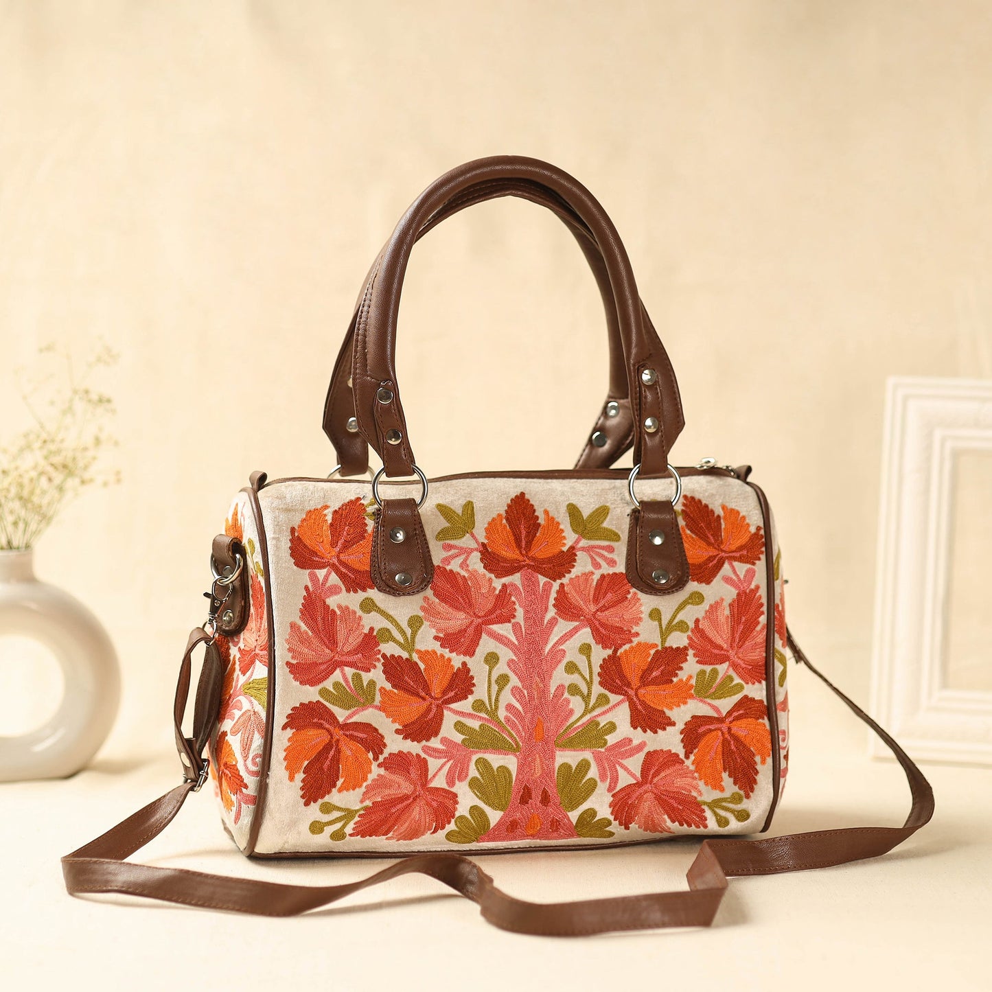 Multicolor Kashmiri Crewel Hand Embroidery Handbag