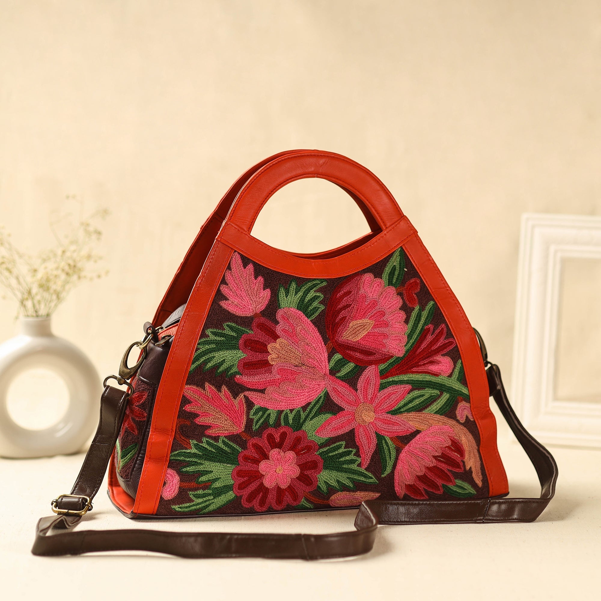 Multicolor qKashmiri Crewel Hand Embroidery Handbag