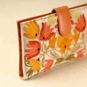 Multicolor Kashmiri Crewel Hand Embroidery Leather & Velvet Wallet