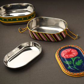 Buy Kavad Handpainted Stainless Steel 2 Tier Capsule Shape Lunch Box (6 X 4 in) 05 Online at iTokri.com