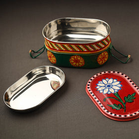  Kavad Handpainted Stainless Steel 2 Tier Capsule Shape Lunch Box (6 X 4 in) 12 Online at iTokri.com