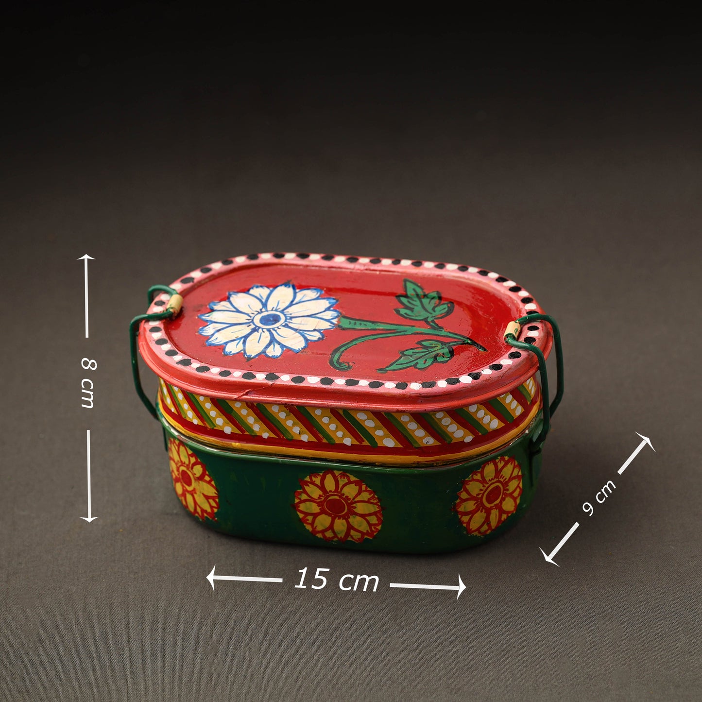  Kavad Handpainted Stainless Steel 2 Tier Capsule Shape Lunch Box (6 X 4 in) 12 Online at iTokri.com