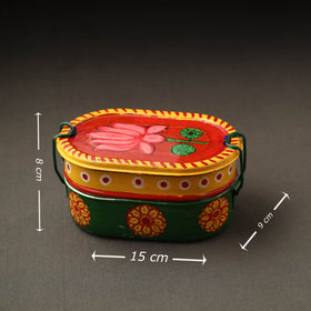  Kavad Handpainted Stainless Steel 2 Tier Capsule Shape Lunch Box (6 X 4 in) 08 