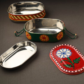  Kavad Handpainted Stainless Steel 2 Tier Capsule Shape Lunch Box (6 X 4 in) 12 Online at iTokri.com
