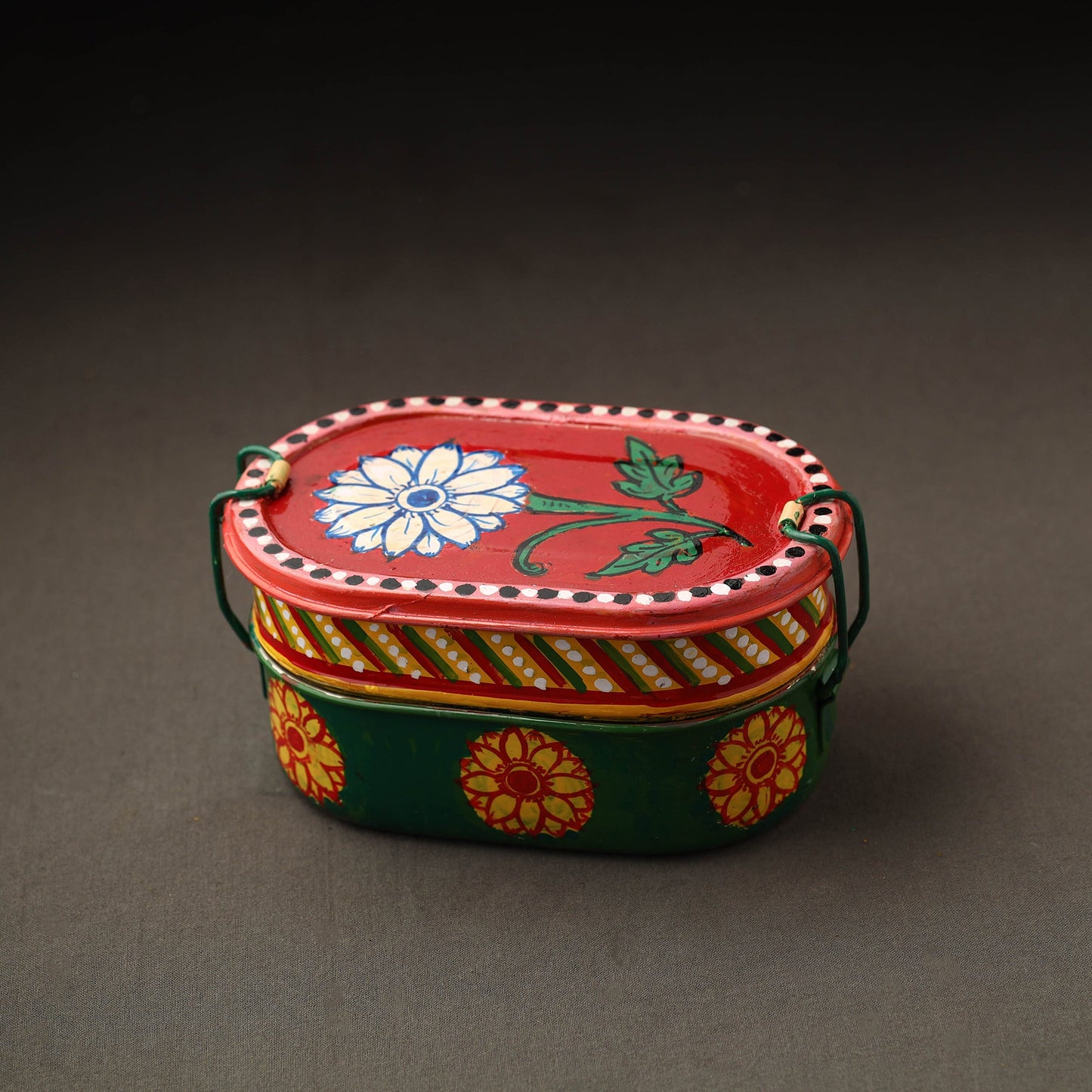  Kavad Handpainted Stainless Steel 2 Tier Capsule Shape Lunch Box (6 X 4 in) 12 Online at iTokri.com