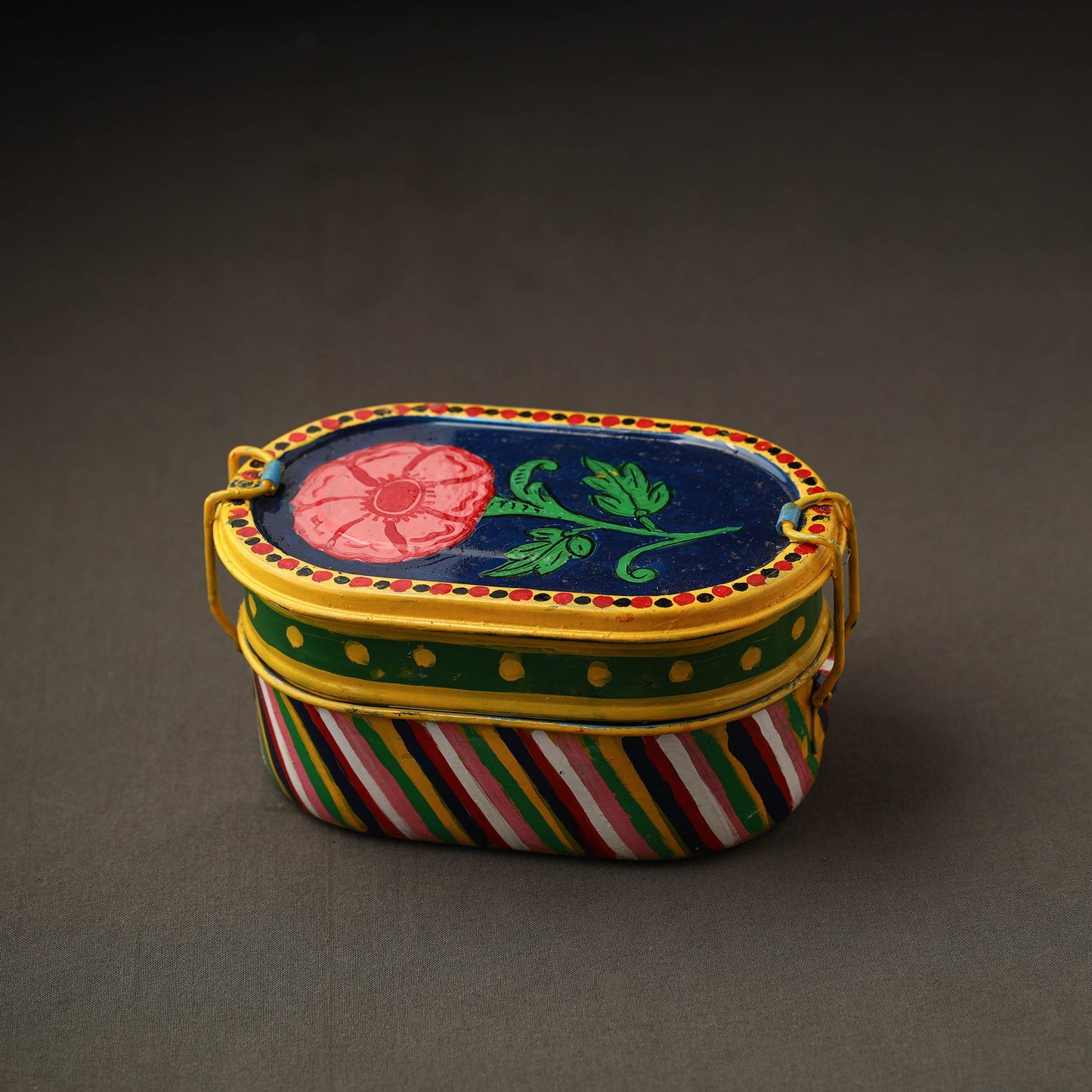 Buy Kavad Handpainted Stainless Steel 2 Tier Capsule Shape Lunch Box (6 X 4 in) 05 Online at iTokri.com