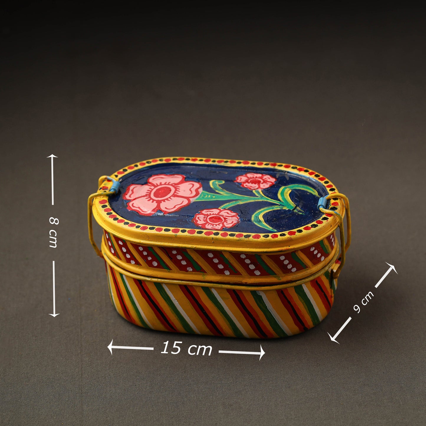 Buy Kavad Handpainted Stainless Steel 2 Tier Capsule Shape Lunch Box (6 X 4 in) 25 Online at iTokri.com
