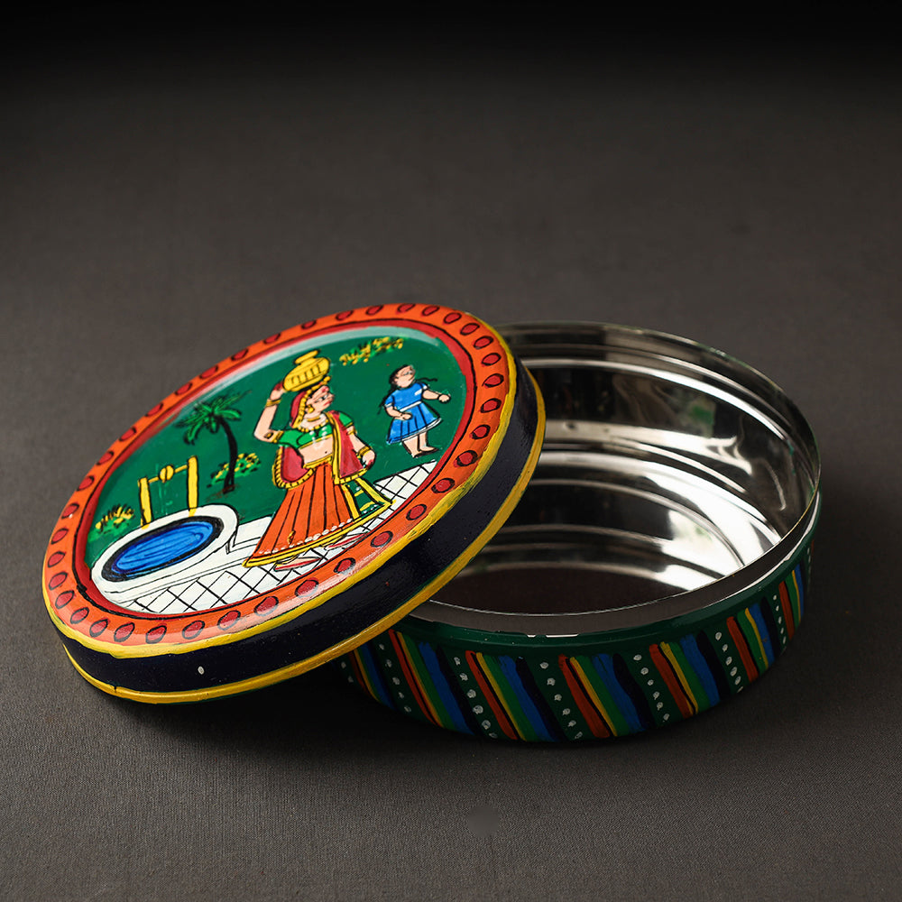  Kavad Handpainted Stainless Steel Chapati Box 