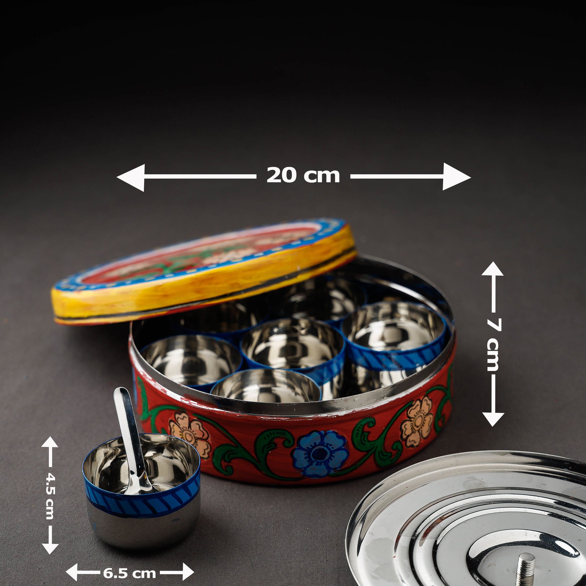  Kavad Handpainted Stainless Steel Multicolor Masala Box