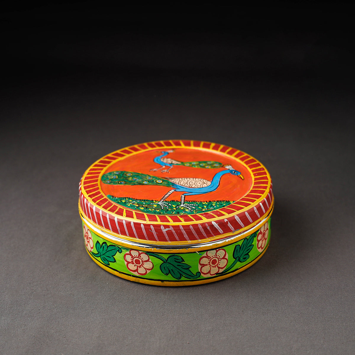  Multicolor Kavad Handpainted Stainless Steel Masala Box