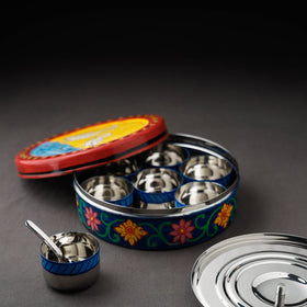 Multicolor Kavad Handpainted Stainless Steel Masala Box 