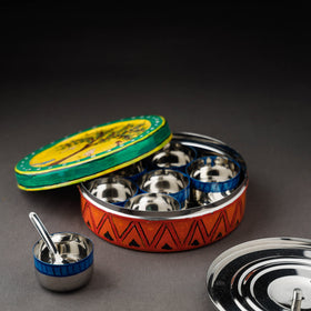  Multicolor Kavad Handpainted Stainless Steel Masala Box 