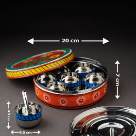  Kavad Handpainted Stainless Steel Multicolor Masala Box