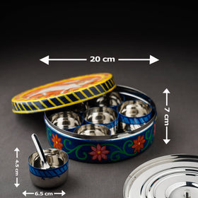  Kavad Handpainted Stainless Steel Multicolor Masala Box