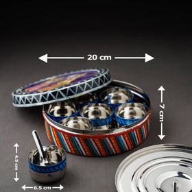  Kavad Handpainted Stainless Steel Multicolor Masala Box