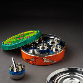 Kavad Handpainted Stainless Steel Multicolor Masala Box