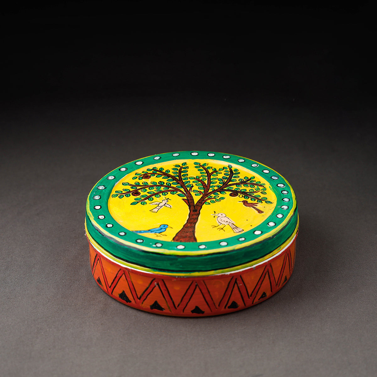  Multicolor Kavad Handpainted Stainless Steel Masala Box 